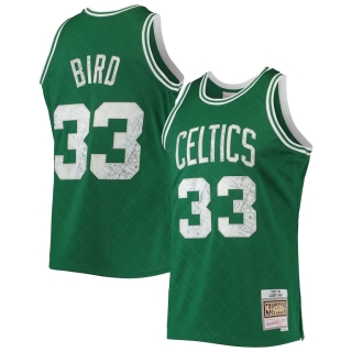 Men's Boston Celtics Larry Bird Mitchell & Ness Kelly Green 1996-97 Hardwood Classics NBA 75th Anniversary Diamond Swingman Jersey