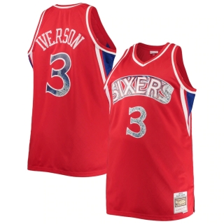Men's Philadelphia 76ers Allen Iverson Mitchell & Ness Red Big & Tall 1996-97 NBA 75th Anniversary Diamond Swingman Jersey