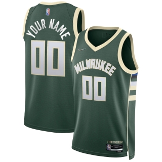 Men's Milwaukee Bucks Nike Hunter Green 2021-22 Diamond Swingman Custom Jersey - Icon Edition