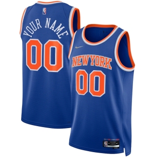 Men's New York Knicks Nike Blue 2021-22 Diamond Swingman Custom Jersey - Icon Edition