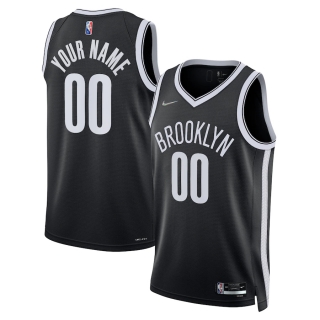 Men's Brooklyn Nets Nike Black 2021-22 Diamond Swingman Custom Jersey - Icon Edition