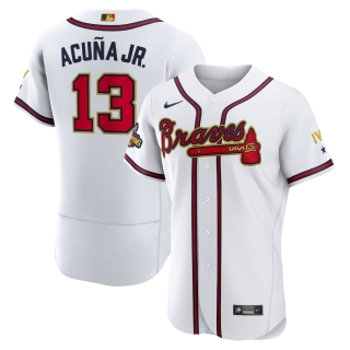 Men's Atlanta Braves Ronald Acuna Jr Nike White 2022 Gold Program Authentic Player Jersey