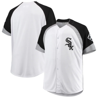 Men's Chicago White Sox White Black Big & Tall Colorblock Full-Snap Jersey