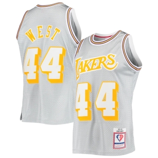 Men's Los Angeles Lakers Jerry West Silver Mitchell & Ness 75th Anniversary 1971-72 Hardwood Classics Swingman Jersey