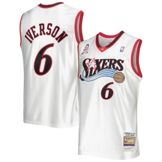 Men's Eastern Conference Allen Iverson Mitchell & Ness White Hardwood Classics 2002 NBA All-Star Game Authentic Jersey