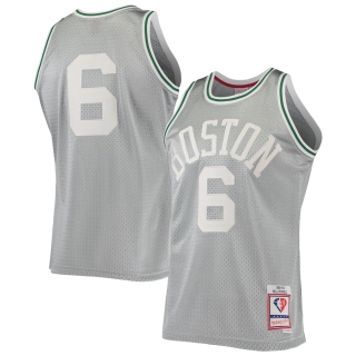 Men's Boston Celtics Bill Russell Silver Mitchell & Ness 75th Anniversary 1962-63 Hardwood Classics Swingman Jersey