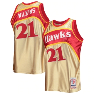 Men's Atlanta Hawks Dominique Wilkins Gold Mitchell & Ness 75th Anniversary 1986-87 Hardwood Classics Swingman Jersey