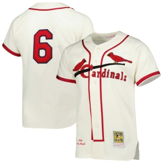 Men's St Louis Cardinals Stan Musial Mitchell & Ness Cream 1944 Cooperstown Collection Authentic Jersey