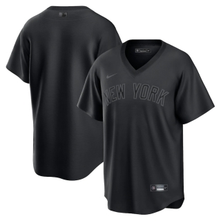 Men's New York Yankees Nike Black Pitch Black Fashion Replica Jersey
