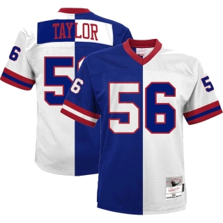 Men's New York Giants Lawrence Taylor Mitchell & Ness Royal White Big & Tall Split Legacy Retired Player Replica Jersey