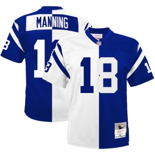 Men's Indianapolis Colts Peyton Manning Mitchell & Ness White Royal Big & Tall Split Legacy Retired Player Replica Jersey