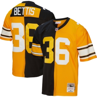 Men's Pittsburgh Steelers Jerome Bettis Mitchell & Ness Black Gold Big & Tall Split Legacy Retired Player Replica Jersey