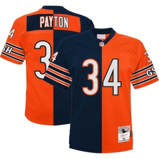 Men's Chicago Bears Walter Payton Mitchell & Ness Navy Orange Big & Tall Split Legacy Retired Player Replica Jersey