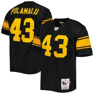 Men's Pittsburgh Steelers Troy Polamalu Mitchell & Ness Black 2008 Alternate Authentic Retired Player Jersey