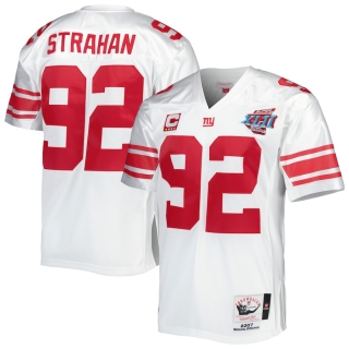 Men's New York Giants Michael Strahan Mitchell & Ness White Super Bowl XLII Authentic Throwback Retired Player Jersey