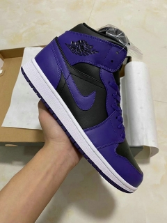 Perfect Nike Air Jordan 1 Mid “Purple Black” Men Shoes - 069