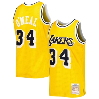 Men's Los Angeles Lakers Shaquille O'Neal Mitchell & Ness Yellow Hardwood Classics Off-Court Swingman Jersey