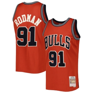 Men's Chicago Bulls Dennis Rodman Mitchell & Ness Red Hardwood Classics Off-Court Swingman Jersey
