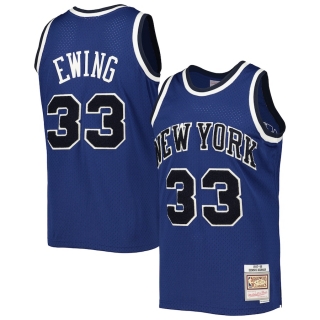 Men's New York Knicks Patrick Ewing Mitchell & Ness Blue Hardwood Classics Off-Court Swingman Jersey