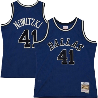 Men's Dallas Mavericks Dirk Nowitzki Mitchell & Ness Blue Hardwood Classics Off-Court Swingman Jersey