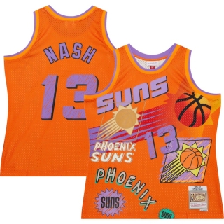 Men's Phoenix Suns Steve Nash Mitchell & Ness Orange Swingman Sidewalk Sketch Jersey