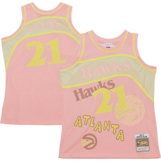 Men's Atlanta Hawks Dominique Wilkins Mitchell & Ness Pink Swingman Sidewalk Sketch Jersey