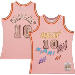 Men's Miami Heat Tim Hardaway Mitchell & Ness Pink Swingman Sidewalk Sketch Jersey