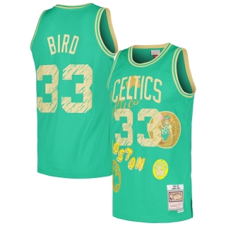 Men's Boston Celtics Larry Bird Mitchell & Ness Light Green 1985-86 Swingman Sidewalk Sketch Jersey