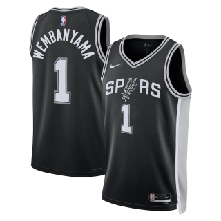 Unisex San Antonio Spurs Victor Wembanyama Nike Black 2023 NBA Draft First Round Pick Swingman Jersey - Icon Edition