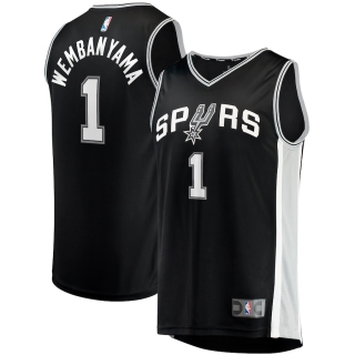 Men's San Antonio Spurs Victor Wembanyama Fanatics Branded Black 2023 NBA Draft First Round Pick Fast Break Replica Jersey - Icon Edition