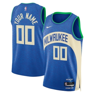Unisex Milwaukee Bucks Nike Royal 2023-24 Custom Swingman Jersey - City Edition