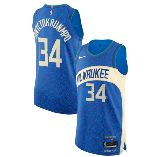 Men's Milwaukee Bucks Giannis Antetokounmpo Nike Blue 2023-24 Authentic Jersey - City Edition