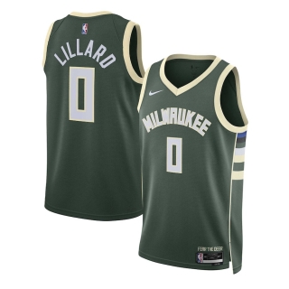 Unisex Milwaukee Bucks Damian Lillard Nike Hunter Green Swingman Jersey - Icon Edition