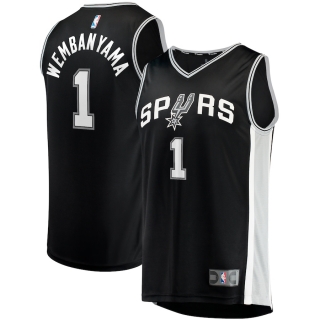 Men's San Antonio Spurs Victor Wembanyama Fanatics Branded Black Big & Tall Fast Break Replica Jersey - Icon Edition