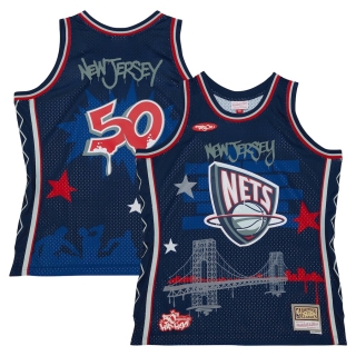 Men's New Jersey Nets Mitchell & Ness x Tats Cru Navy Hardwood Classics Fashion Jersey
