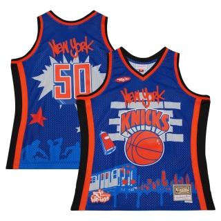 Men's New York Knicks Mitchell & Ness x Tats Cru Blue Hardwood Classics Fashion Jersey